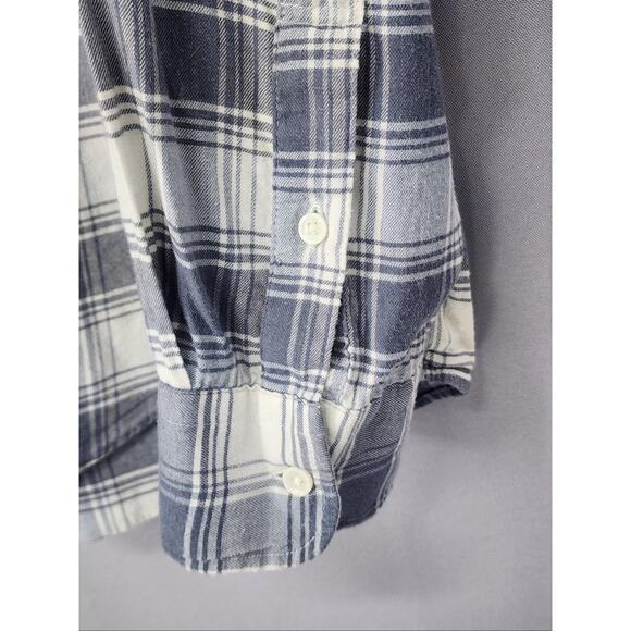 Faherty Shirt Mens Large Blue White Plaid Button Flannel Pima Cotton Blend - Picture 3 of 13